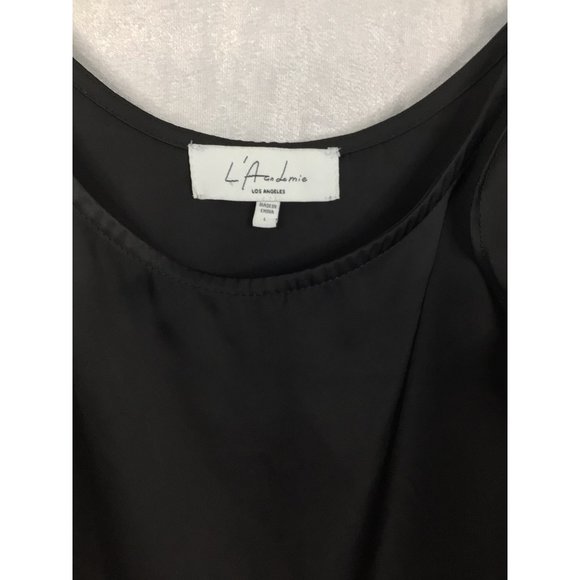 L`Academie Adjustable Spaghetti Strap Cold Shoulder Long Sleeve Blouse Black Siz - Picture 3 of 12